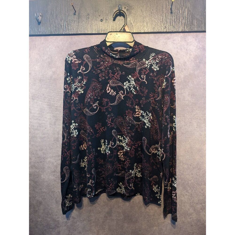Emaline lightweight Paisley soft stretchy turtleneck top XL